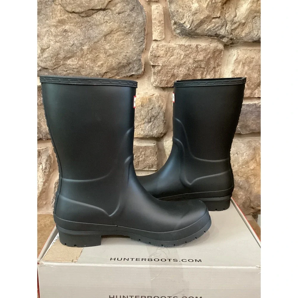 Hunter Liberty Women Size 8 Tall Rain Boots Black Waterproof New